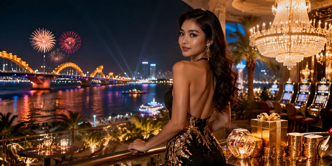 Người chơi game slot tại bãi biển Đà Nẵng với bầu không khí giải trí sôi động