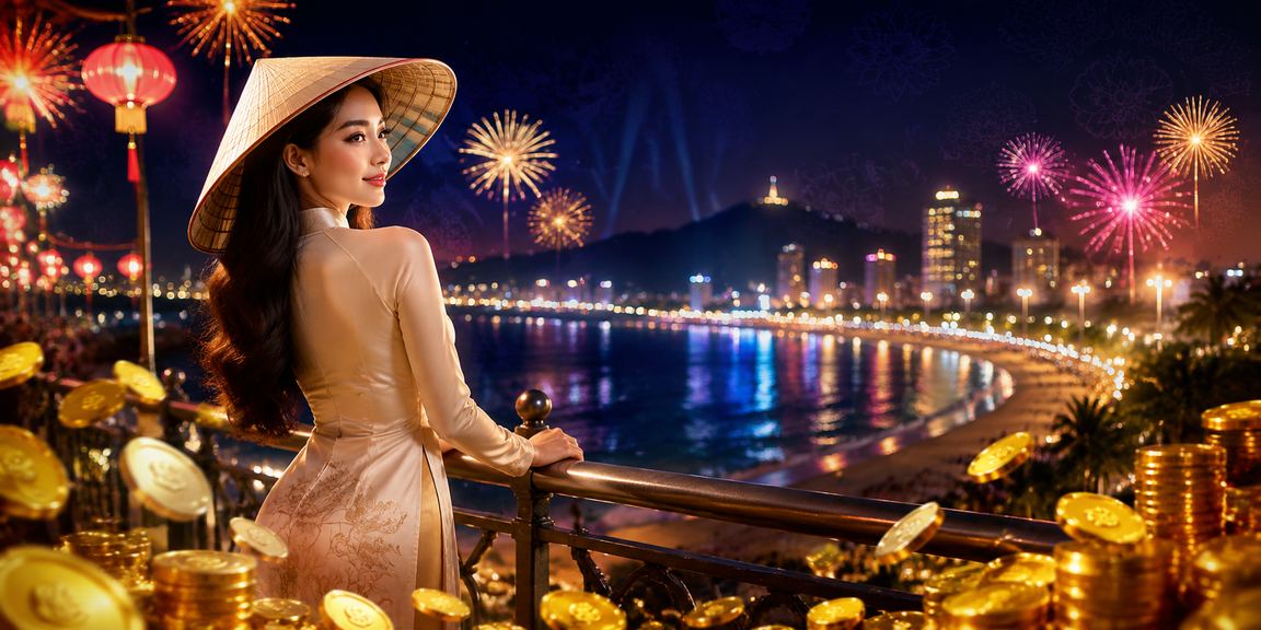 Người phụ nữ Việt Nam đội nón lá tại Vũng Tàu, biểu tượng của cuộc sống cân bằng bên bờ biển